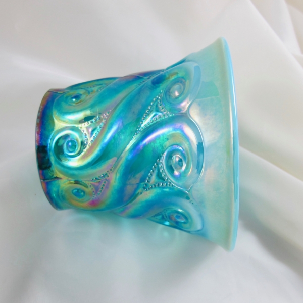 Terry Crider Aqua Opal S-Repeat Carnival Glass Flared Vase Tumbler