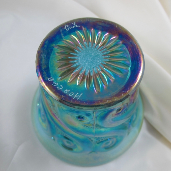 Terry Crider Aqua Opal S-Repeat Carnival Glass Flared Vase Tumbler