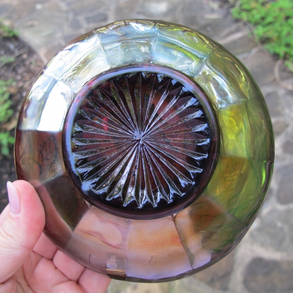 Antique Millersburg Peacock Urn Variant Amethyst Carnival Glass Bowl *NO BEE