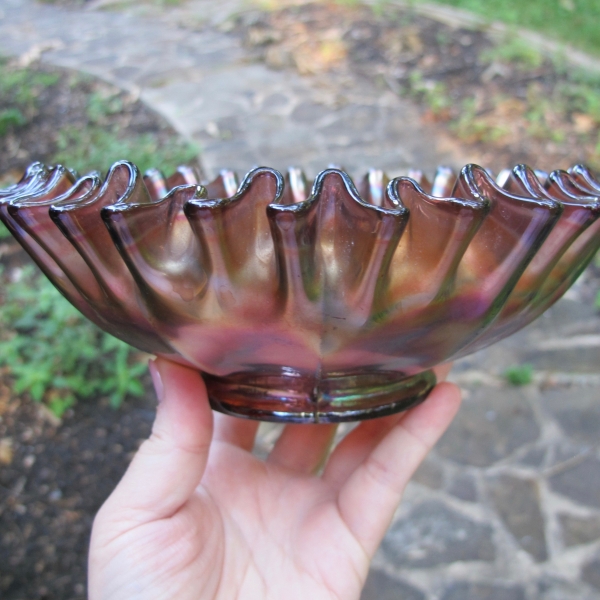 Antique Fenton Vintage Grape Amethyst Carnival Glass CRE Bowl