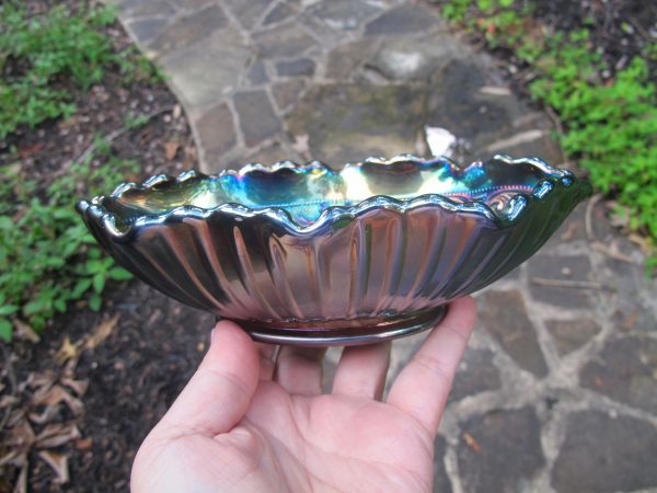 Fenton Amethyst Poppy Carnival Glass Pickle Dish Bowl