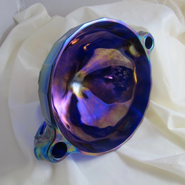 Summit Art Glass Blue Elephant Carnival Glass Candleholder Bowl - LARGE