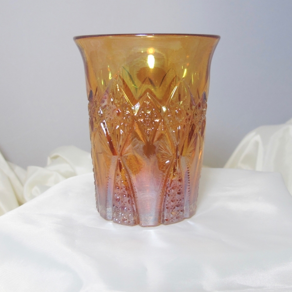 Antique Unknown Marigold Hobstar Band Carnival Glass Tumbler