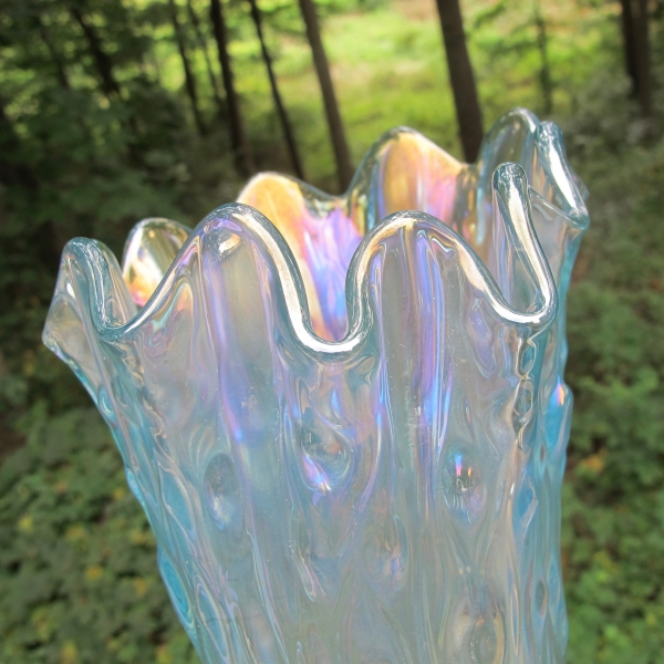 Antique Northwood Ice Blue Mid-size Tree Trunk Carnival Glass Vase
