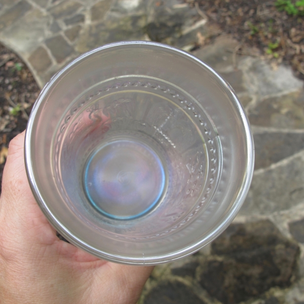 Antique Northwood Peacock at the Fountain White Carnival Glass Tumbler