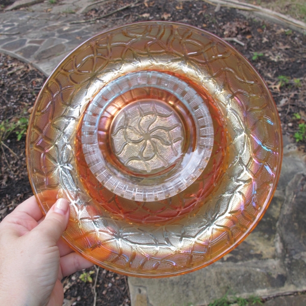 Antique Imperial Marigold Soda Gold Carnival Glass Rolled Console Bowl