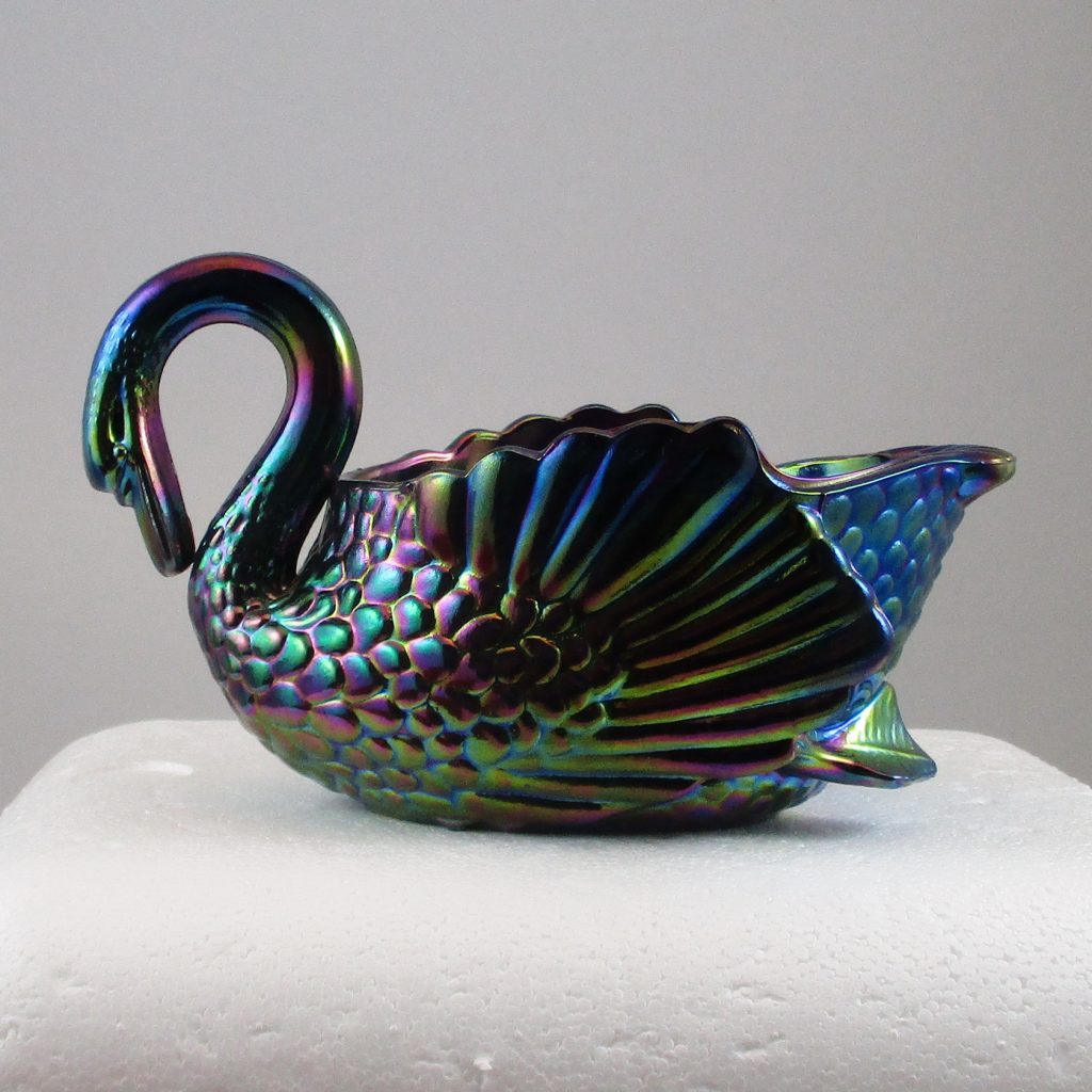 Summit Art Glass Amethyst Swan Carnival Glass Candy Dish Carnival Glass