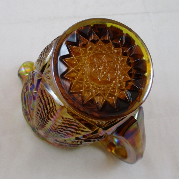 LE Smith Amber Valtec Carnival Glass Water Set