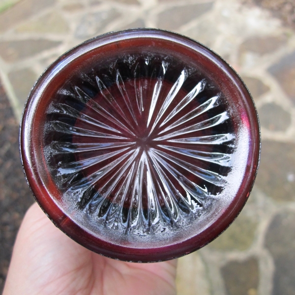 Antique Dugan Diamond Lavender Pulled Loop Carnival Glass Vase