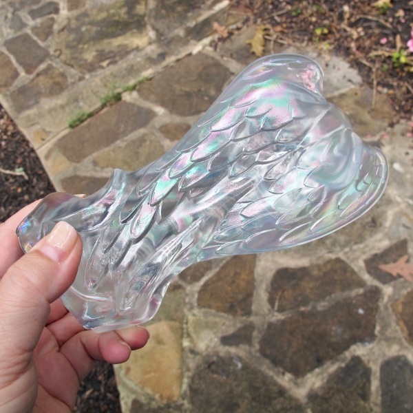 Fenton White Carnival Glass Angel Figurine Paperweight