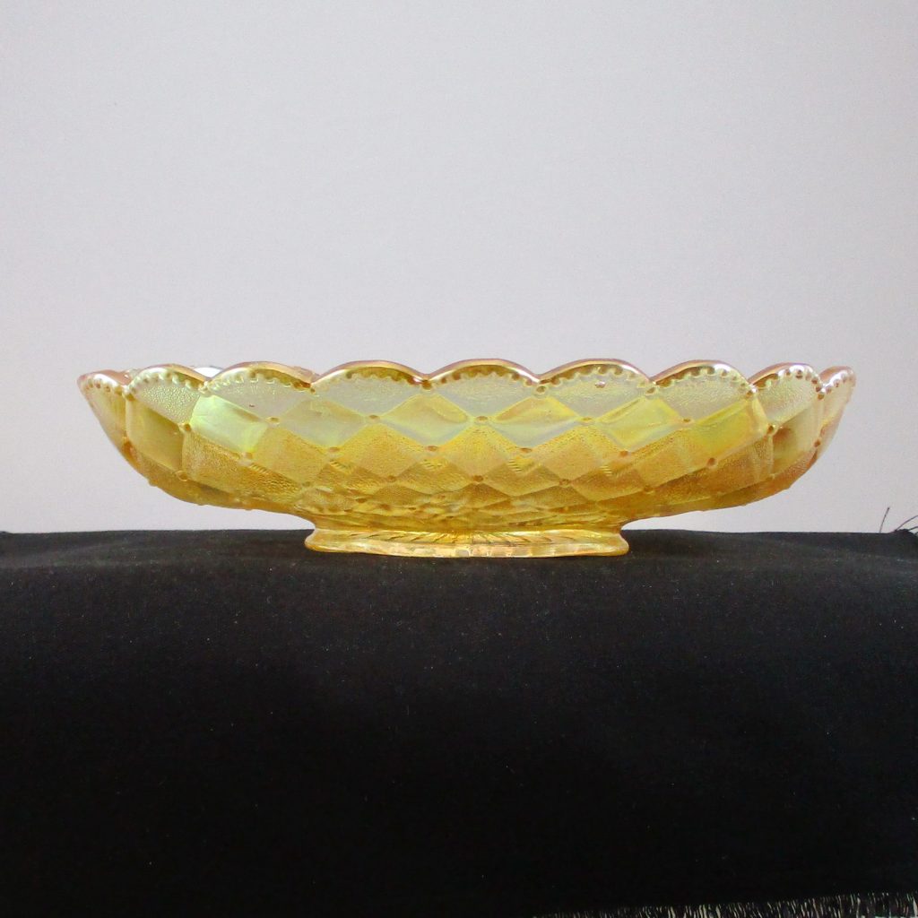 Antique Imperial Clambroth Pansy Carnival Glass Relish Oval Bowl