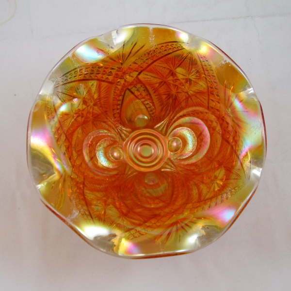 Antique Imperial Marigold Scroll Embossed Carnival Glass Large Compote
