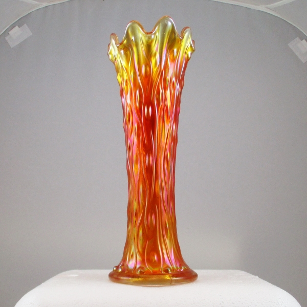 Antique Northwood Marigold Tree Trunk Carnival Glass Swung Vase