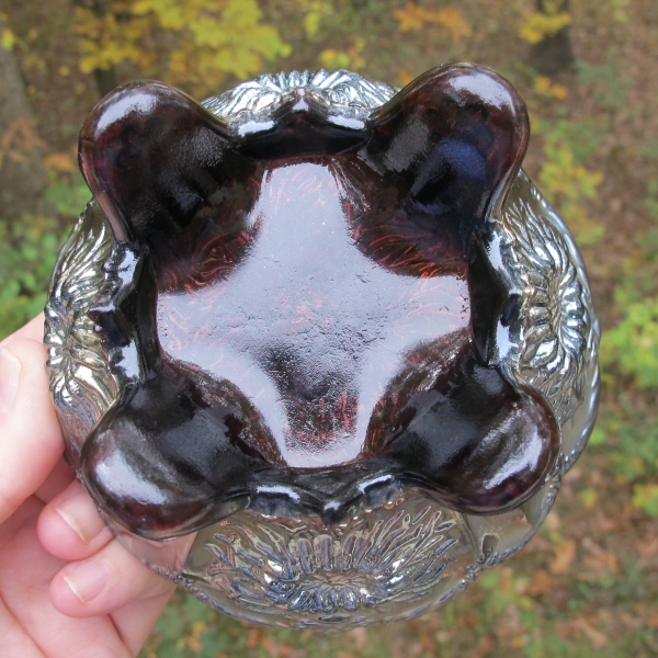 Antique Dugan Dahlia Amethyst Carnival Glass Bowl