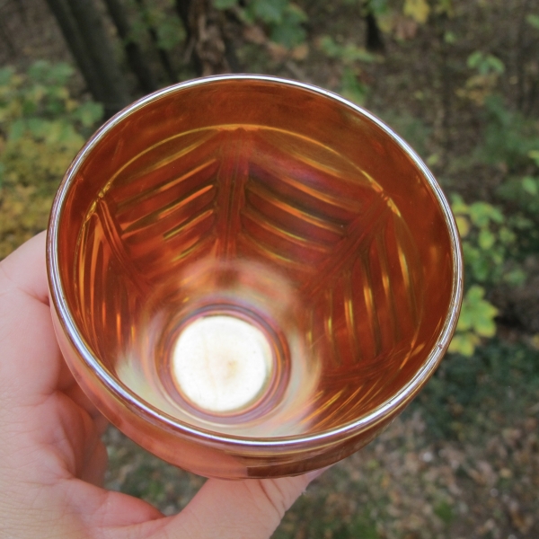 Antique Inwald Drapery Variant Marigold Carnival Glass Tumbler