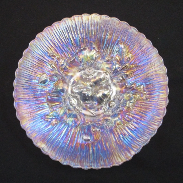 Antique Northwood Ice White Poppy Show Carnival Glass Plate