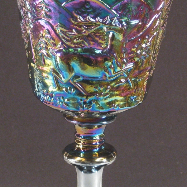 Westmoreland Amethyst Westward Ho Carnival Glass Goblet