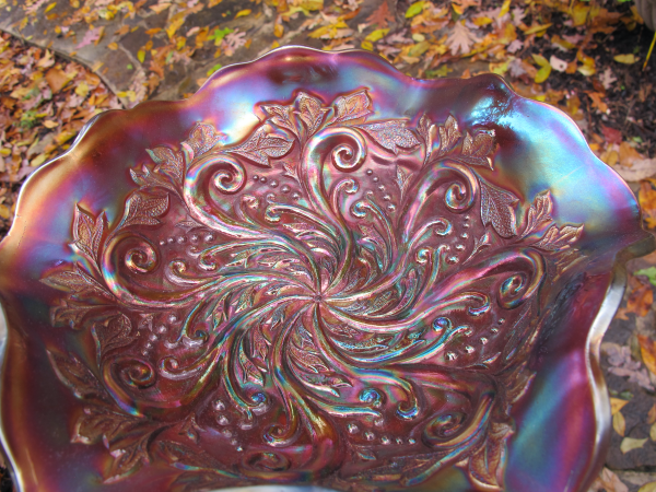Antique Millersburg Seaweed Amethyst Carnival Glass Bowl