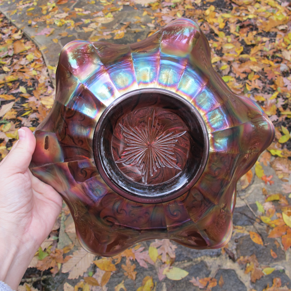 Antique Millersburg Seaweed Amethyst Carnival Glass Bowl