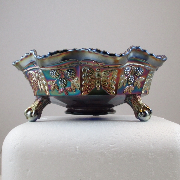 Antique Fenton Blue Butterfly & Berry Carnival Glass Master Bowl