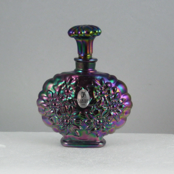 Fenton Purple Daisy Carnival Glass Perfume Bottle with Stopper