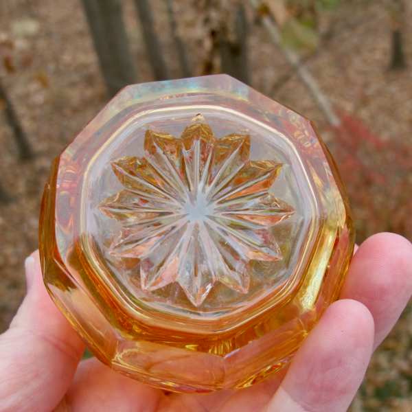 Antique Inwald Double Diamonds Marigold Carnival Glass Perfume Cologne Bottle