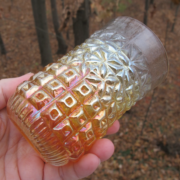 Antique Jain? India Sarita Marigold Carnival Glass Tumbler