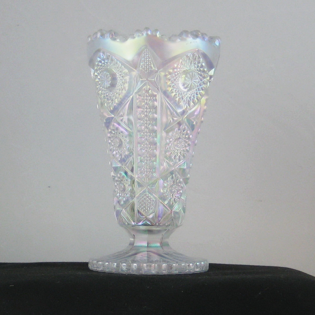 Imperial White Octagon Carnival Glass Vase Carnival Glass