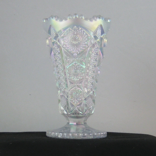 Imperial White Octagon Carnival Glass Vase
