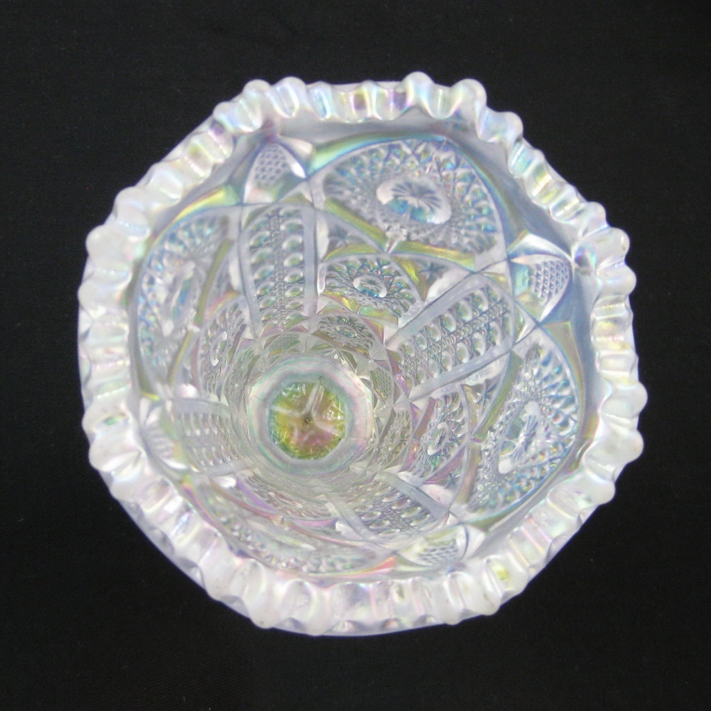 Imperial White Octagon Carnival Glass Vase Carnival Glass