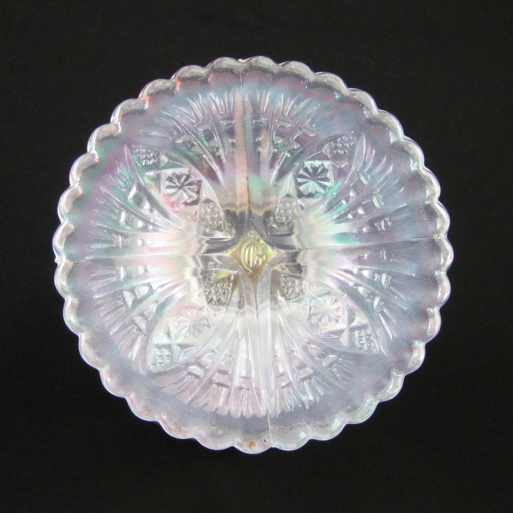 Imperial White Octagon Carnival Glass Vase Carnival Glass