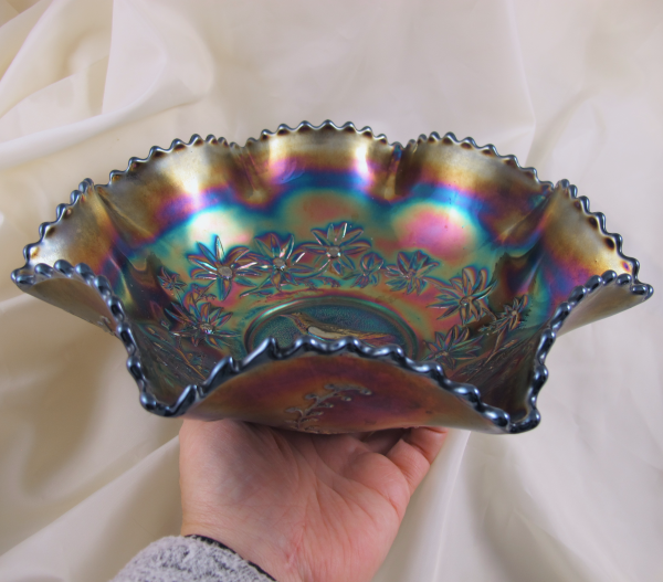 Antique Crown Crystal Magpie Amethyst Carnival Glass Master Bowl (Australian)
