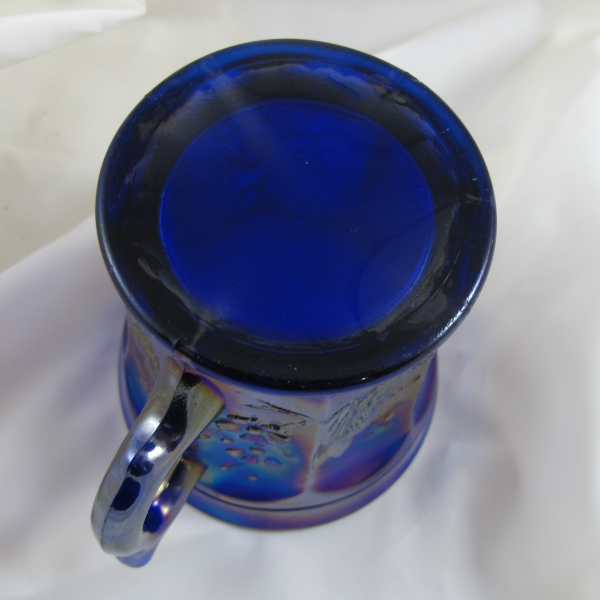 Antique Northwood Singing Birds Blue Carnival Glass Mug