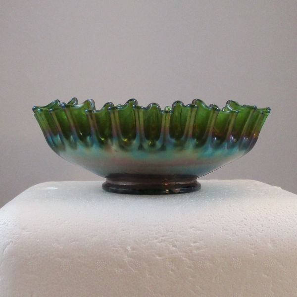 Antique Fenton Green Captive Rose Carnival Glass CRE Bowl
