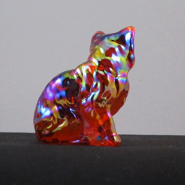 Mosser Red Sitting Cat Carnival Glass Animal Figurine