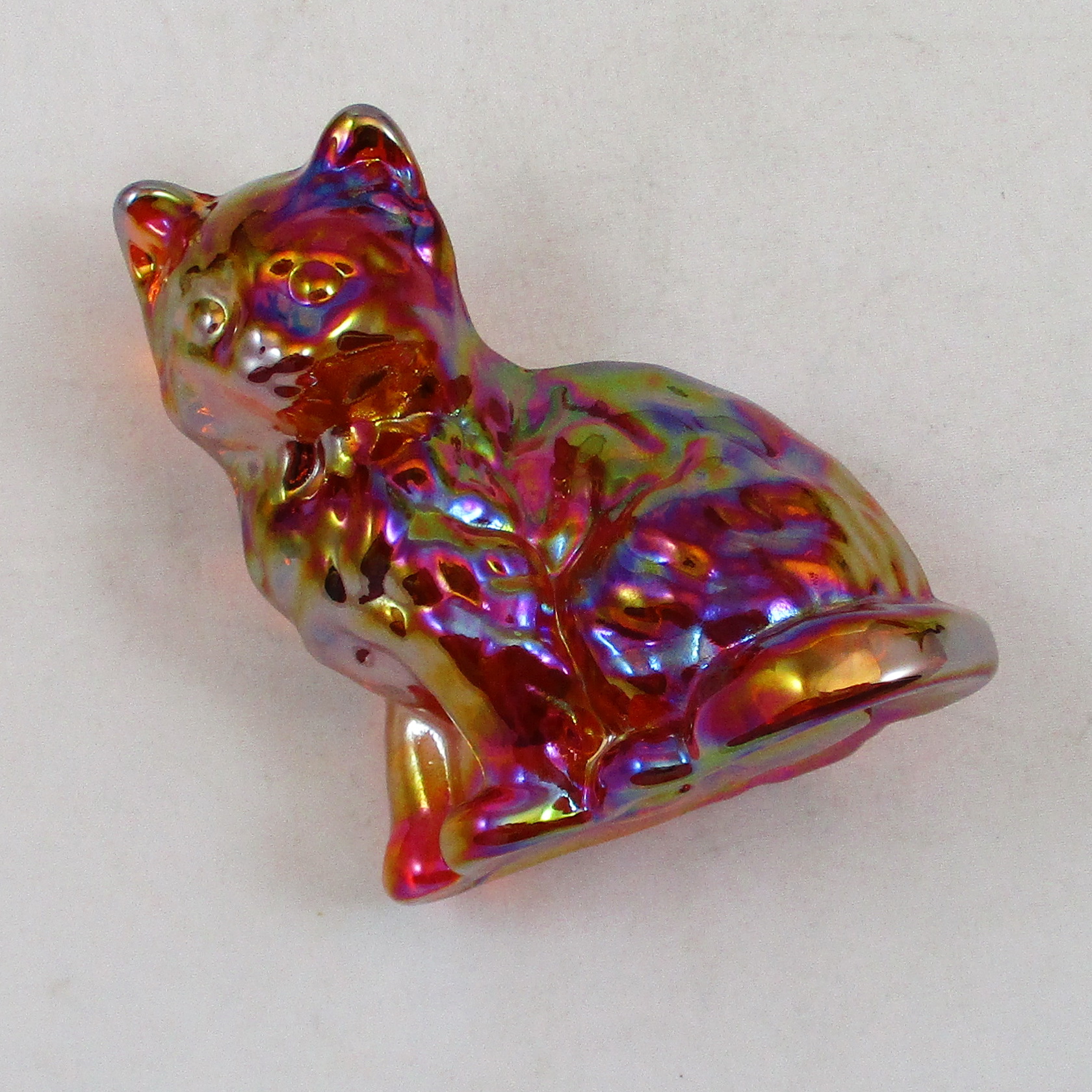 Mosser Crystal Carnival Glass Cat 