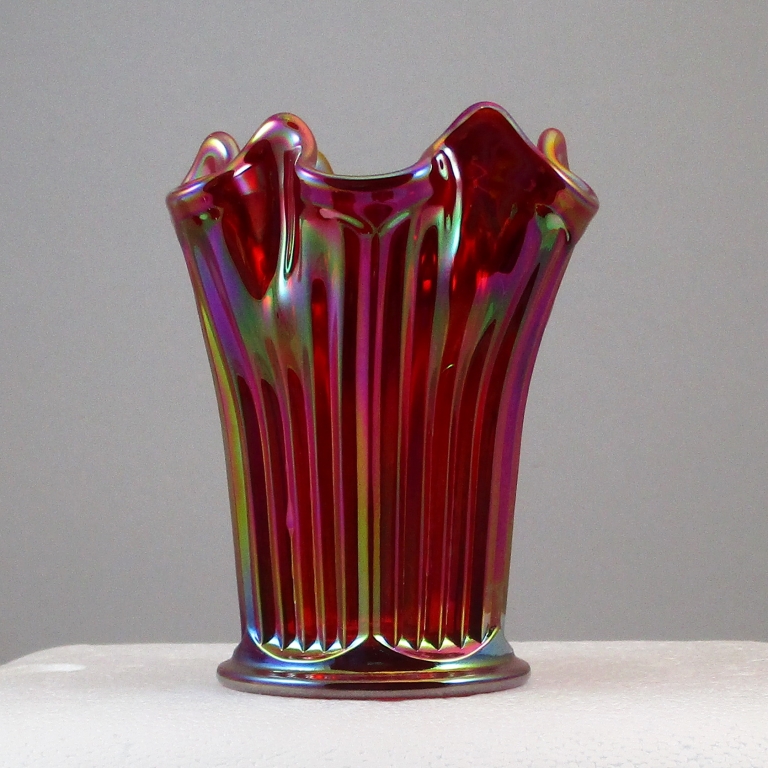 Antique Northwood Marigold Fine Rib Carnival Glass Swung Vase