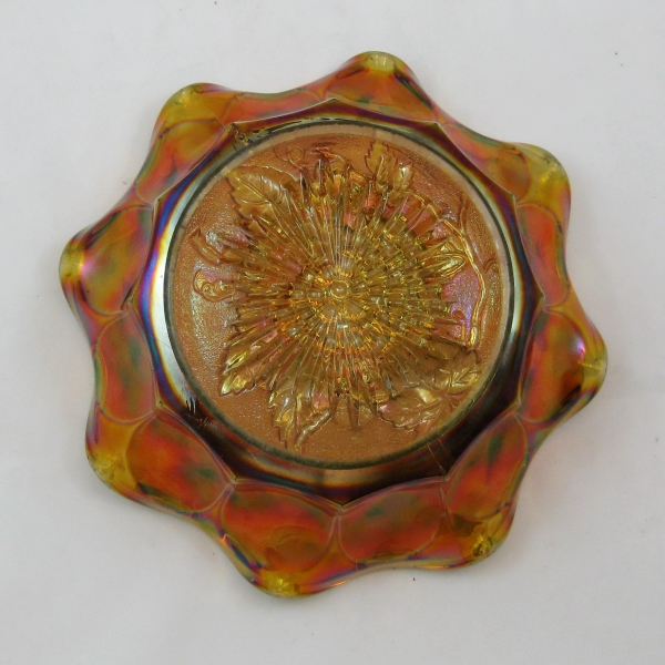 Antique Imperial Marigold Heavy Grape Carnival Glass Mid Size Bowl