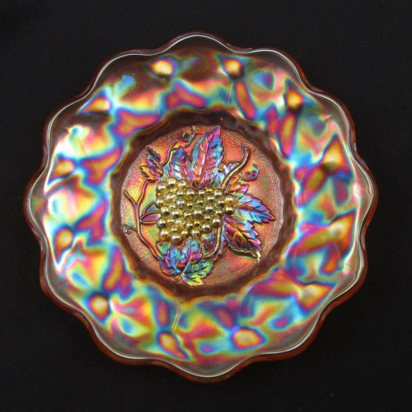 Antique Imperial Marigold Heavy Grape Carnival Glass Plate