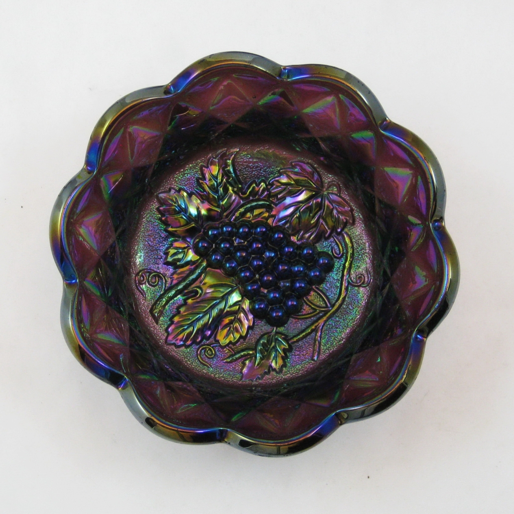 Antique Imperial Purple Heavy Grape Carnival Glass Sauce Bowl