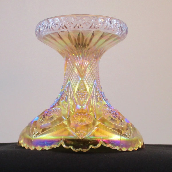 Antique Imperial Long Hobstar & Arches Pastel Marigold Carnival Glass Punch Set Base