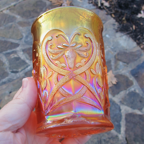 Antique Northwood Wishbone Marigold Carnival Glass Tumbler