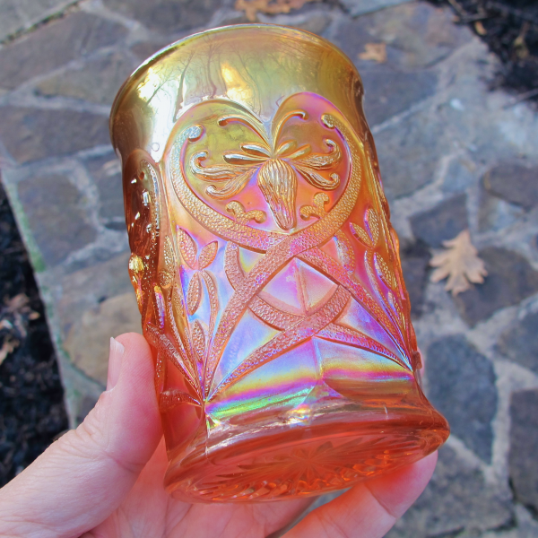 Antique Northwood Wishbone Marigold Carnival Glass Tumbler