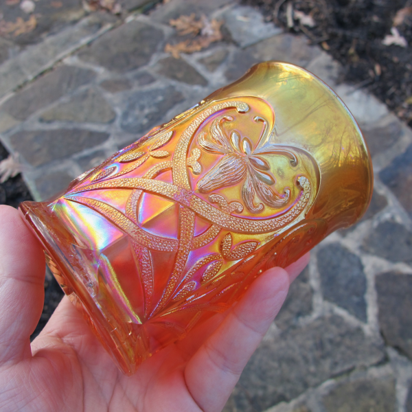 Antique Northwood Wishbone Marigold Carnival Glass Tumbler