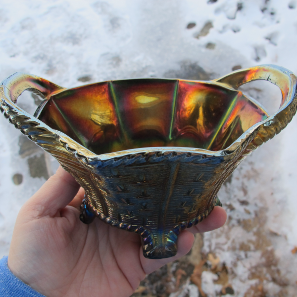 Antique Northwood Amethyst 8-sided Bushel Basket - RADIUM