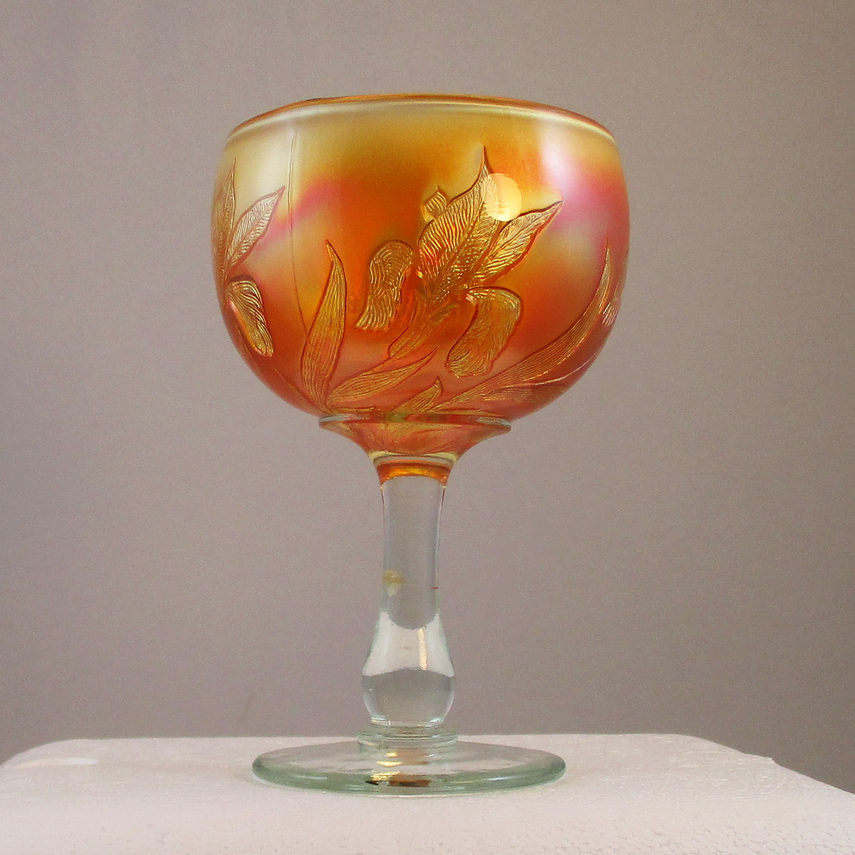 Marigoald goblets Vintage carnival glass Set of 2