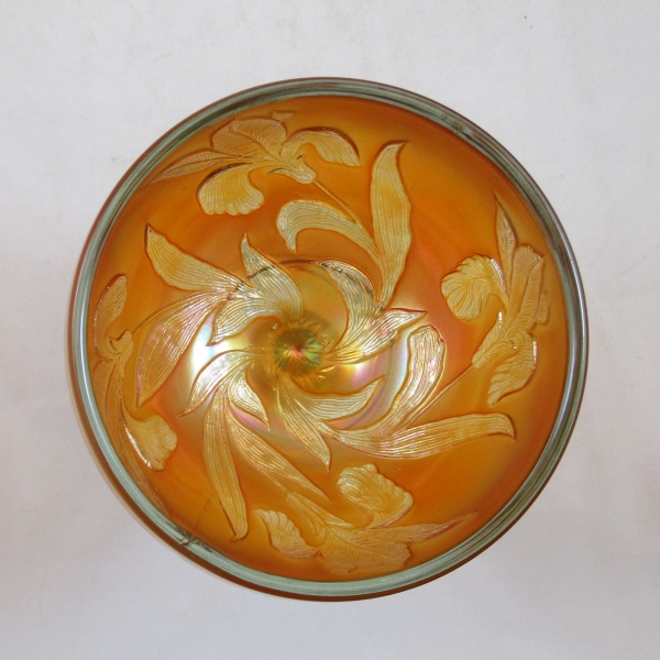 Antique Fenton Marigold Iris Carnival Glass Goblet