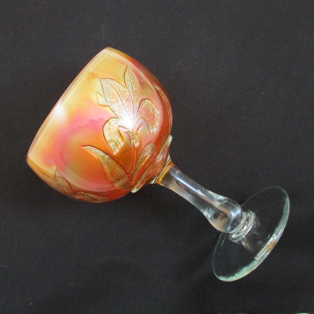 Antique Fenton Marigold Iris Carnival Glass Goblet Carnival Glass