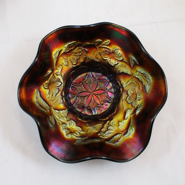 Antique Dugan Amethyst Six Petals Carnival Glass Bowl