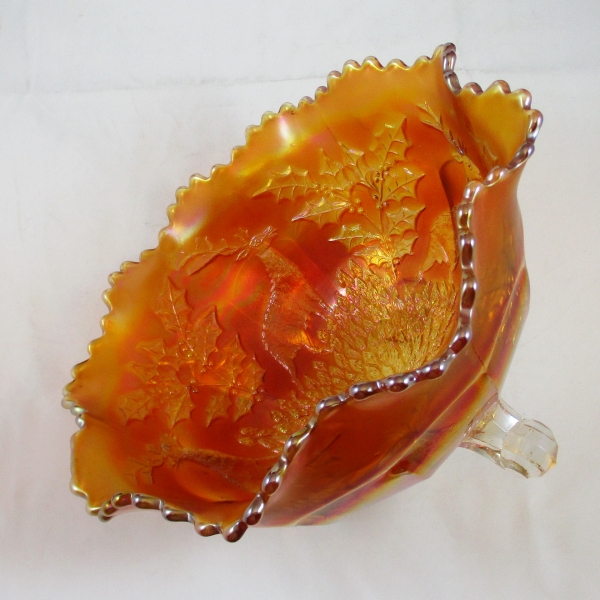 Antique Fenton Marigold Stag & Holly Carnival Glass Nut Bowl
